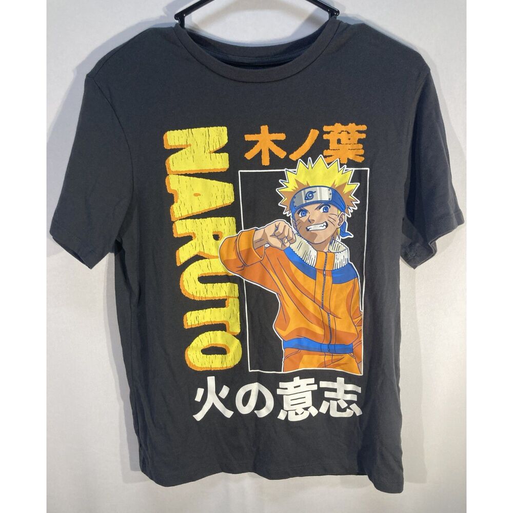 Naruto Uzumaki Kids XL 14 Graphic T-Shirt Will Of Fire Mad Engine Black